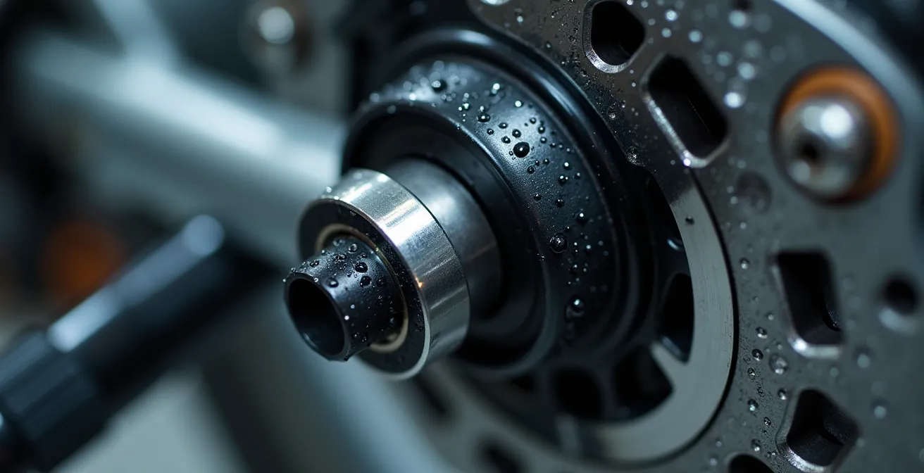 Makroaufnahme eines ABS-Blocks am E-Bike mit sichtbaren hydraulischen Leitungen