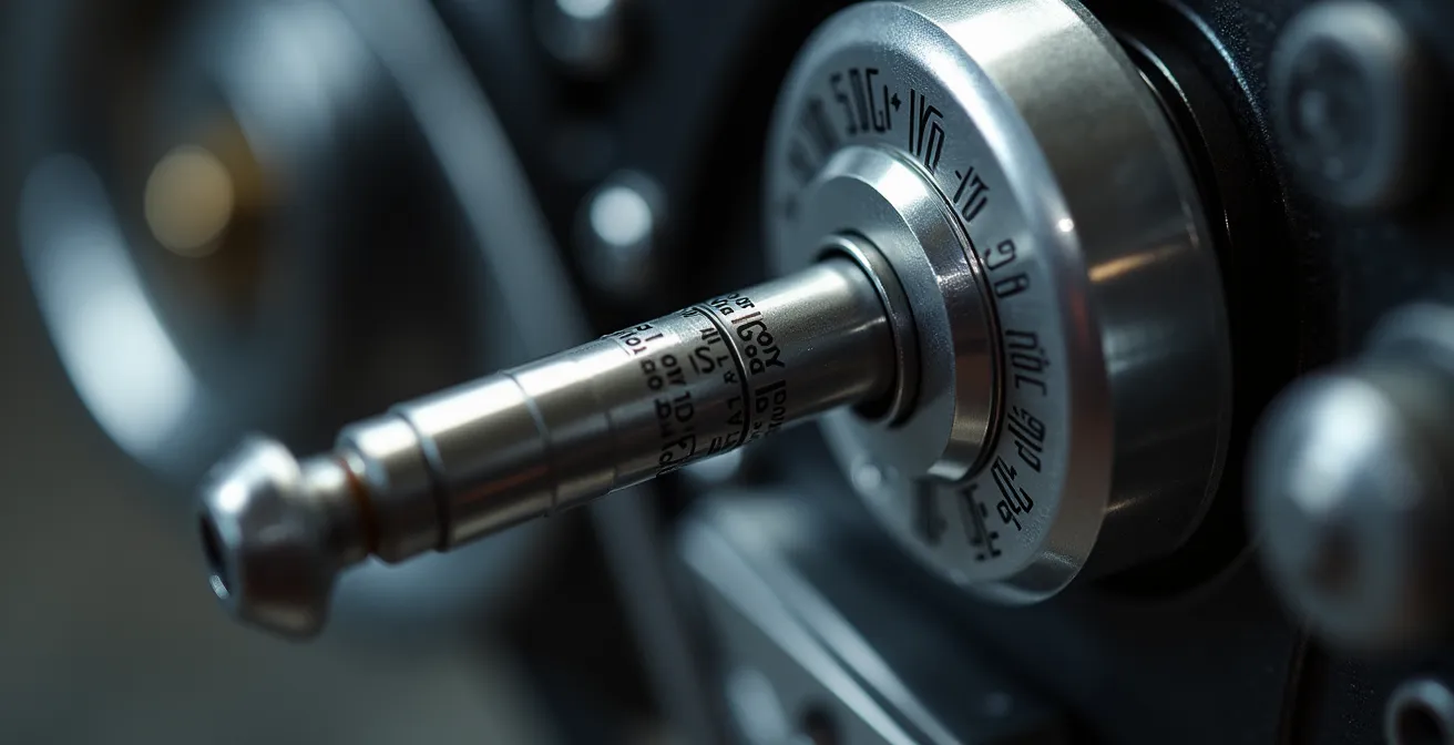 Detailaufnahme der Sag-Messung am Motorrad-Federbein mit Kabelbinder-Markierung