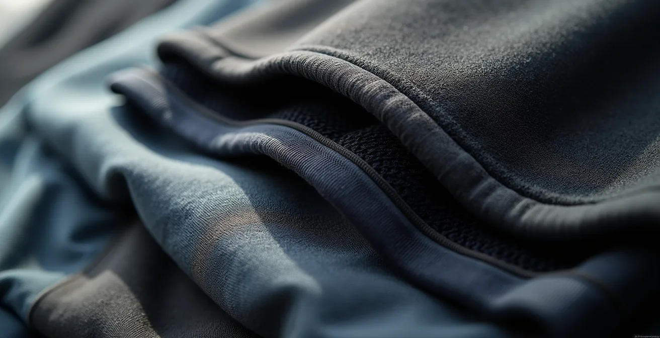 Detailaufnahme der verschiedenen Kleidungsschichten beim Motorradfahren